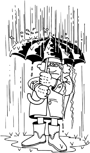 Hard rain on lady with umbrella vinyl sticker. Customize on line.      Autumn Fall 006-0161  